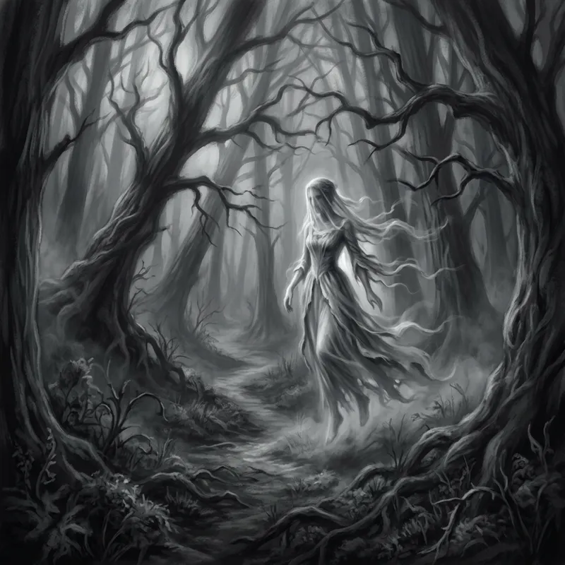 Ethereal Figure in Surrealist Gothic Landscape - Salvador Dali Inspiration