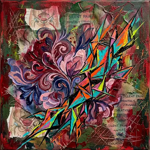 Surreal Mixed Media Artwork Depicting Endometriosis Pain