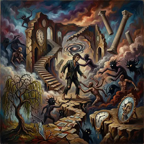 Surreal Mind Battle Oil Painting | Psychological Thriller