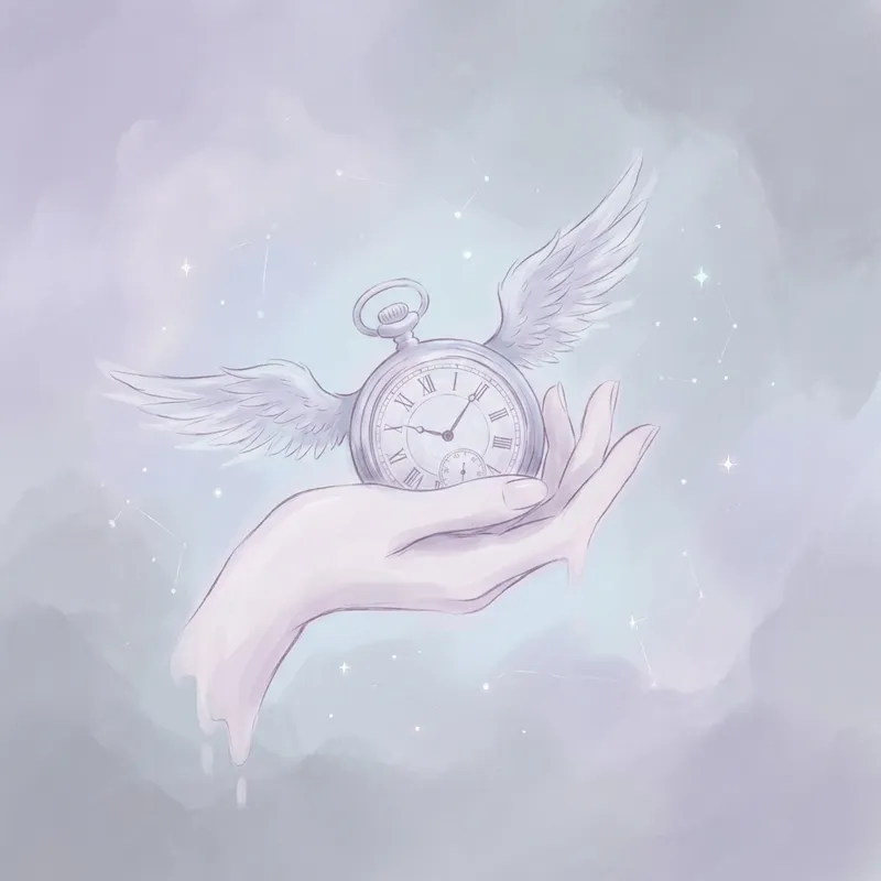 Ethereal Death Doula Services Art | Dreamlike Clock Wings