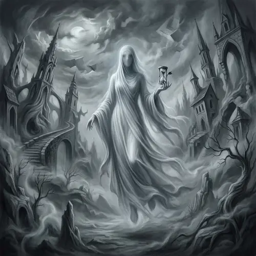 Ethereal White Robed Death | Surreal Gothic Digital Painting