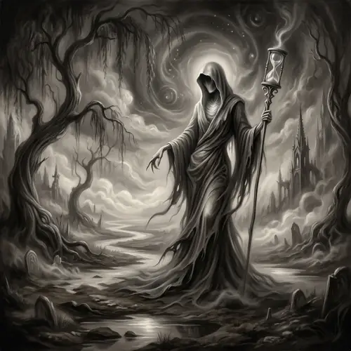 Celestial Aura of Mortality: Surrealistic Entity of Death