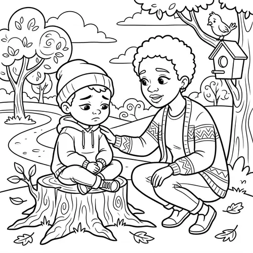 Whimsical Coloring Page for Conversations About Loss