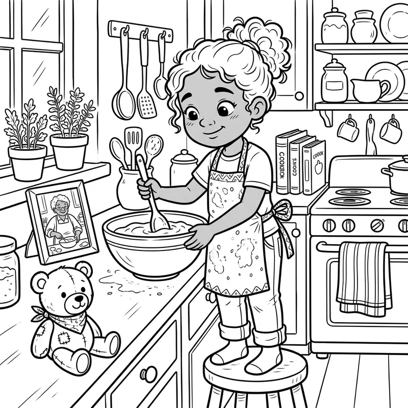 Nostalgic Cooking Fun: Whimsical Child's Cartoon Delight