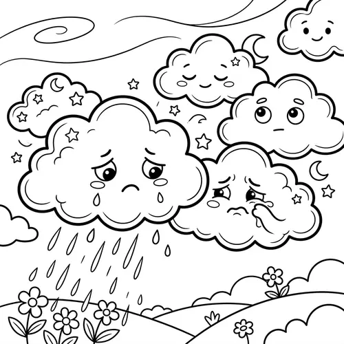 Whimsical Clouds Coloring Pages for Emotional Exploration and Joy