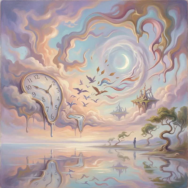 Surreal Sky: Dreamlike Fire & Melting Elements Surreal Sky: Dreamlike Fire & Melting Elements