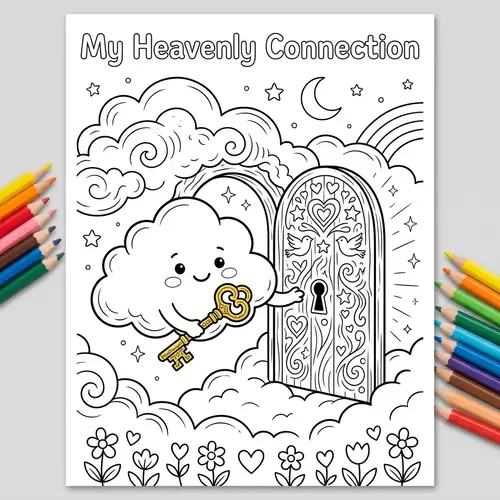 Enchanting Cloud Coloring Page with Key | Adobe Digital Design