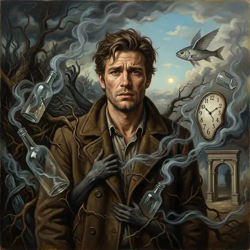 Surrealist Oil Painting Depicting Emotions of Substance Abuse