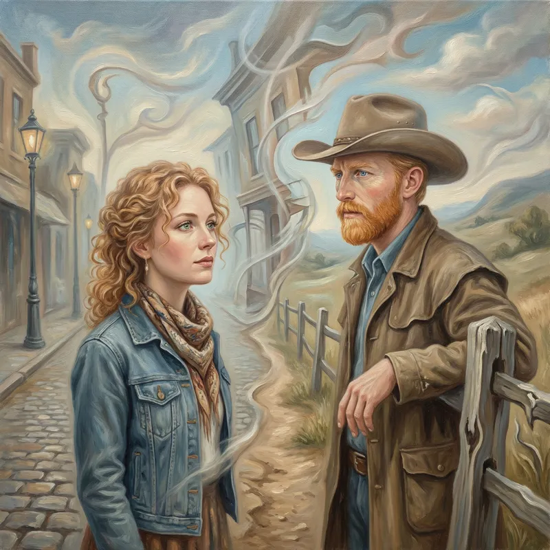 Enchanting Encounter: Spirited City Girl & Gentle Cowboy in Moments of Collision Enchanting Encounter: Spirited City Girl & Gentle Cowboy in Moments of Collision