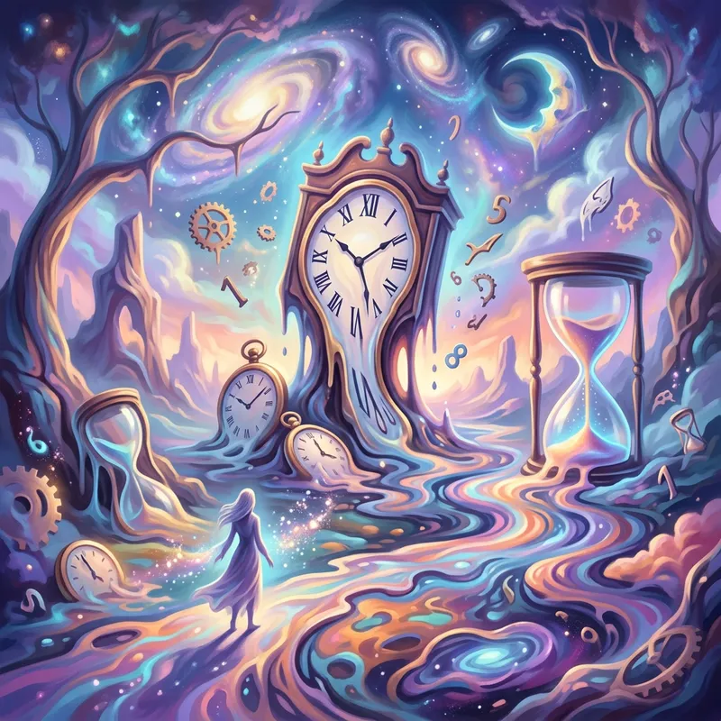 Ethereal Melting Time: Surreal Digital Painting Inspired by Dalí