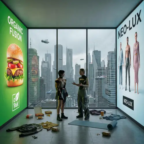 Modern Room with Digital Displays and City View