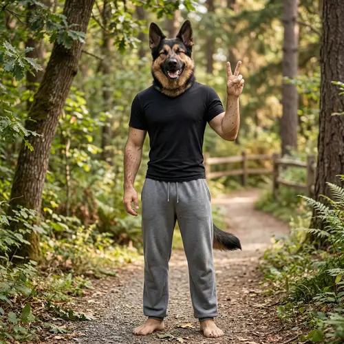 Stylish German Shepherd in Casual Attire