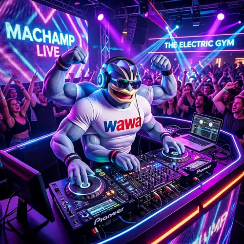 Machamp DJ Party Vibes with Neon Lights
