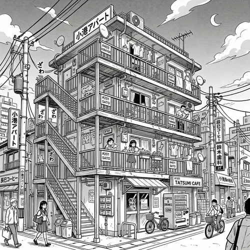 Manga Style Multi-Story Apartment House