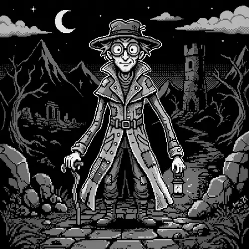 8-Bit Mysterious Figure: Unique Video Game Character