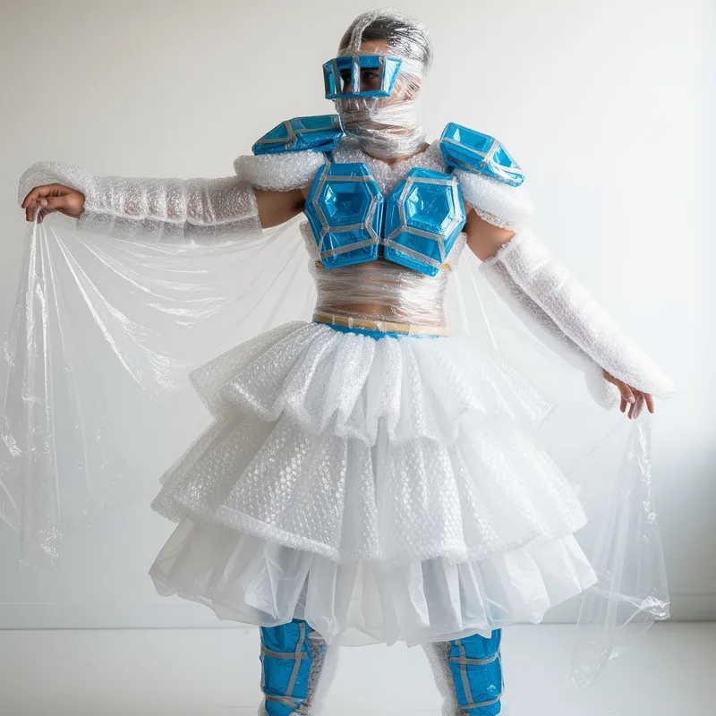 Men's Costume Made of Disposable Plastic Materials