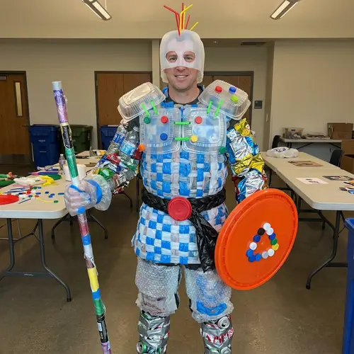 Men's Costume Made of Disposable Plastic Materials