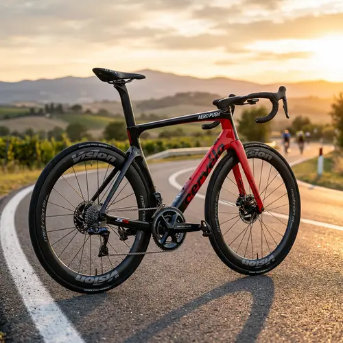 Sleek Jersey Aero Racing Bicycle on Sunlit Asphalt