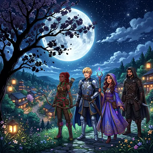 Explore an Enchanting Anime Landscape at Night