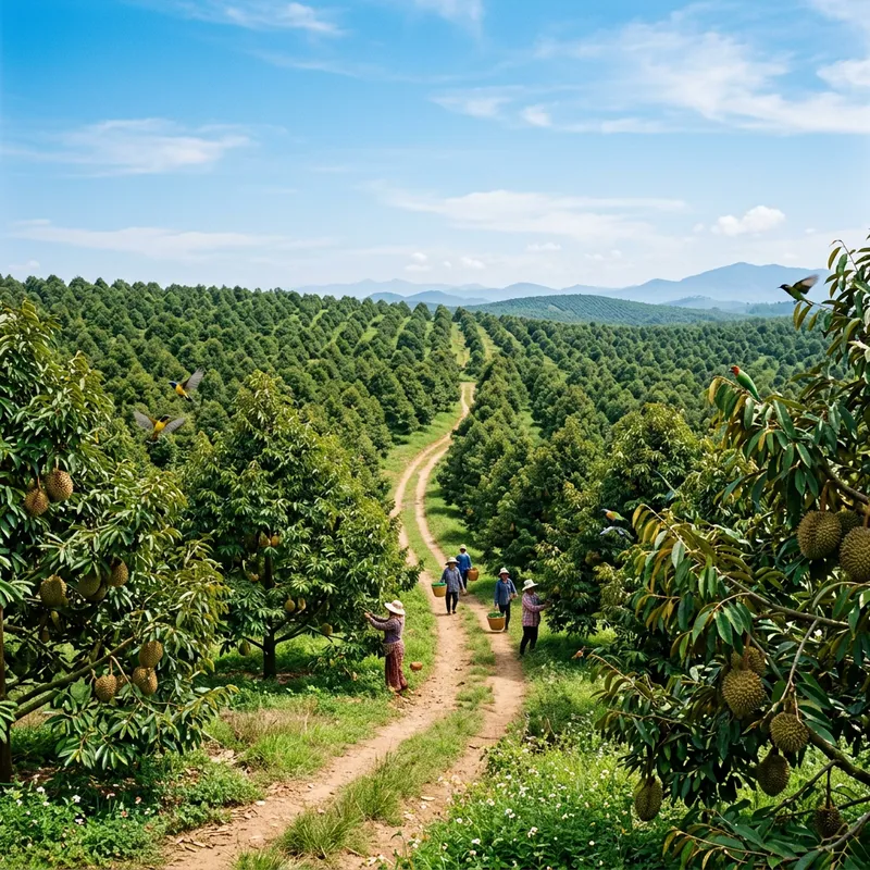 Vast Durian Orchard - Lush Trees & Tranquil Setting