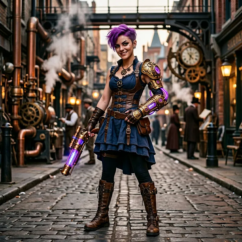 Jinx: Defiant Steampunk Pixie with Purple Hair Jinx: Defiant Steampunk Pixie with Purple Hair