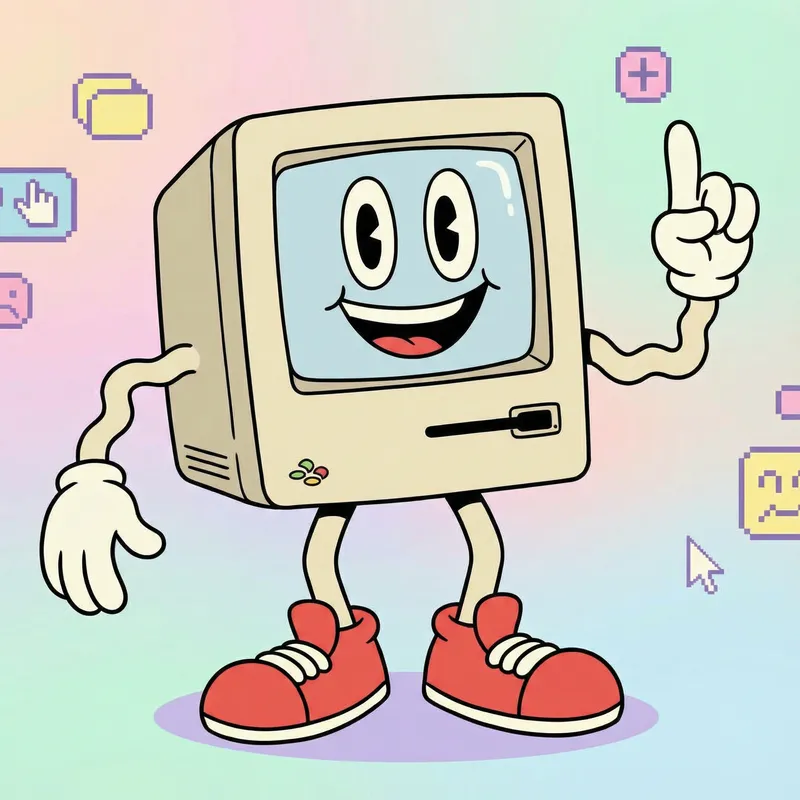Friendly Animated Computer with Arms and Legs
