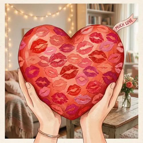 Heart Covered in Kisses Illustration