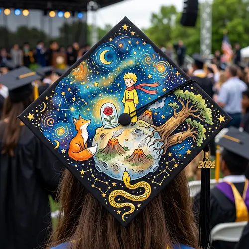 Whimsical 'The Little Prince' Graduation Cap Design