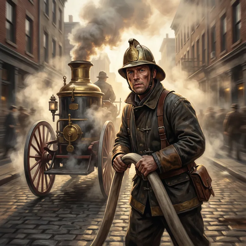 Vintage Firefighter Portrait with Dynamic Movement