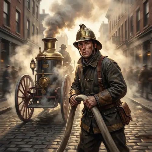 Vintage Firefighter Portrait with Dynamic Movement
