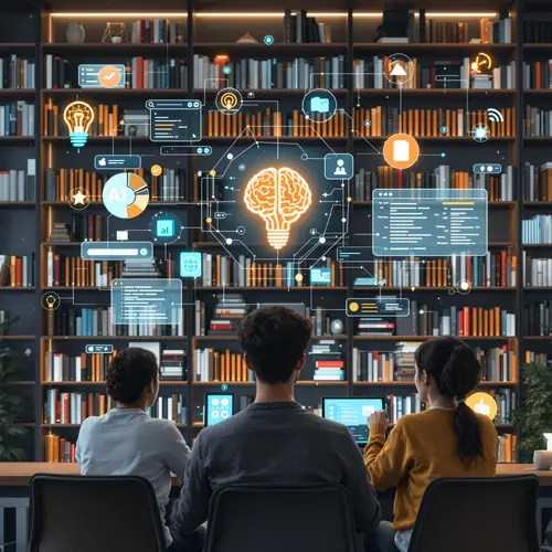 Modern Digital Bookshelves & AI Icons