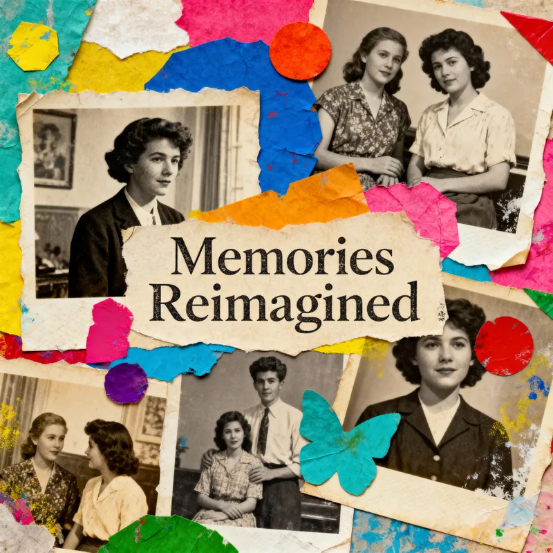 Artistic Mixed Media Collage: Vintage & Colorful Design