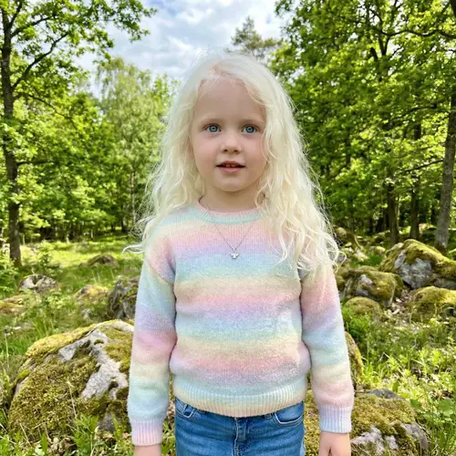 Caucasian Girl with Long White Hair and Blue Eyes