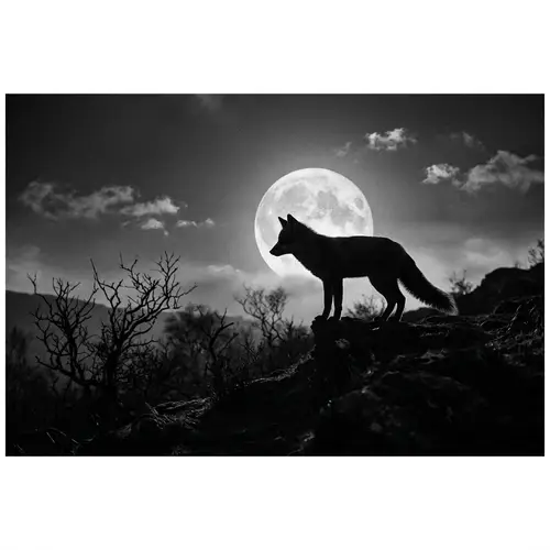 Fox Silhouette in Moonlight | Nature Photography of Early 20th Century