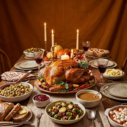 Festive Thanksgiving Table Setting with Traditional Dishes | Food Photography