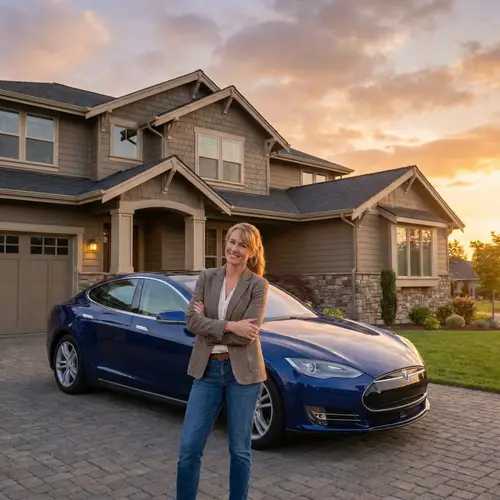 Accomplished Businesswoman at Home at Sunset | Success Visualized