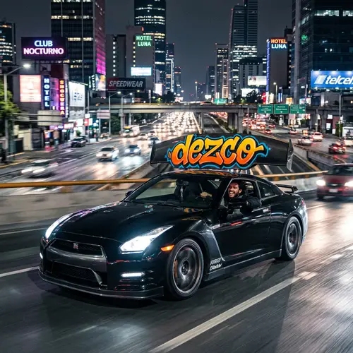 High-Speed Hispanic Driver in 'Dezco' Sports Car - Urban Street