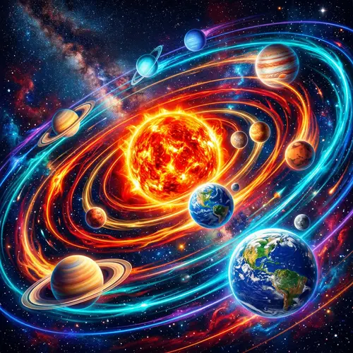 Vibrant Solar System in Cosmic Surrealism