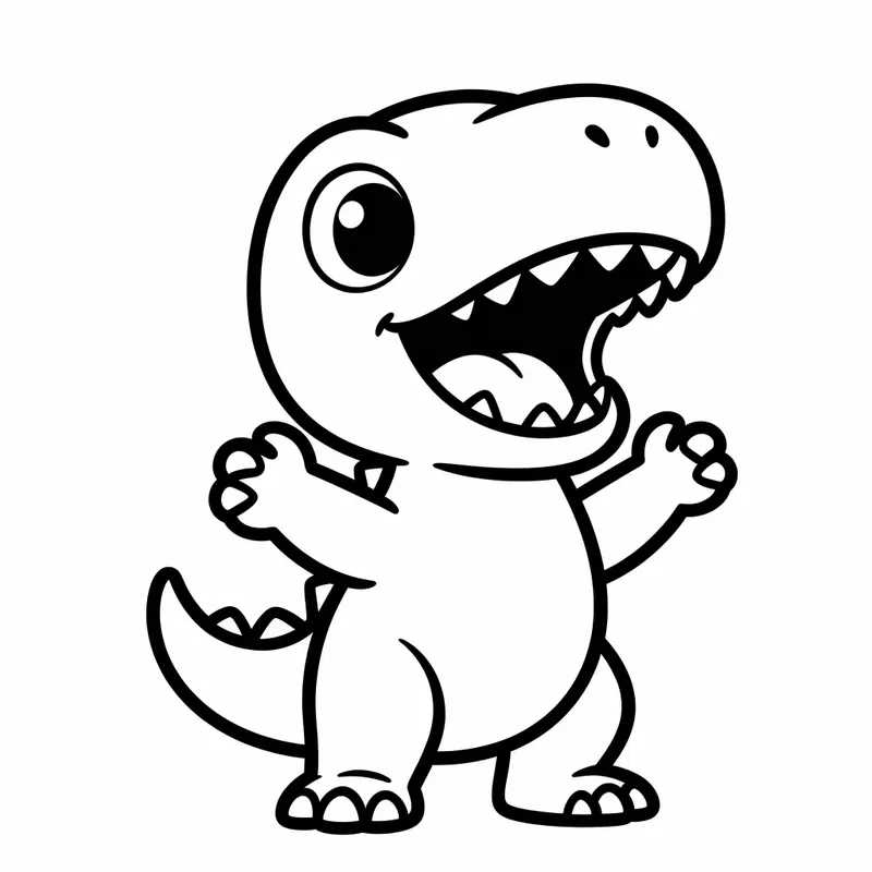 Cute T-Rex Roaring Coloring Page for Kids
