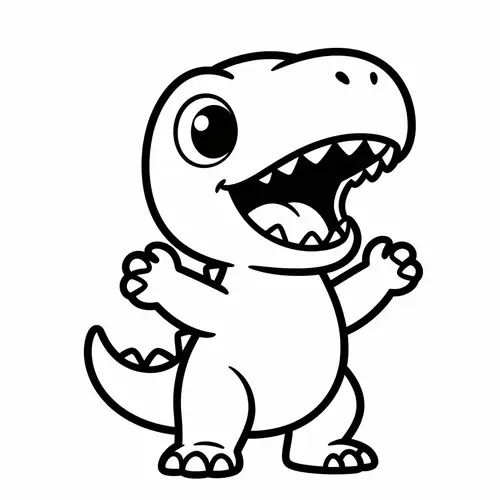 Cute T-Rex Roaring Coloring Page for Kids