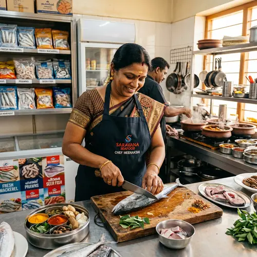 South Indian Seafood Culinary Expertise | Professional Female Chef