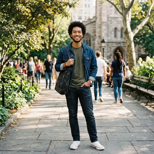 Chinese Descent Black Male in Casual Clothing