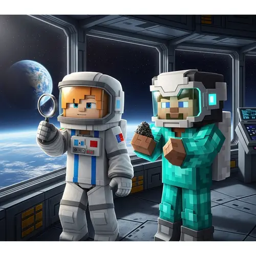 Minecraft Scientists: Alex & Steve as Astronauts