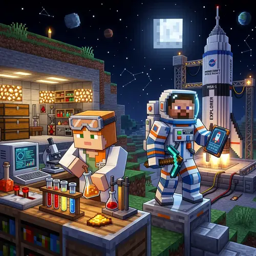 Minecraft Scientists: Alex & Steve as Astronauts