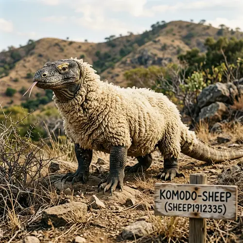 Komodo Dragon Sheep Fusion Art