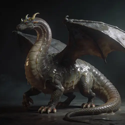Giant Slime Dragon with Massive Wings & Scaly Tail