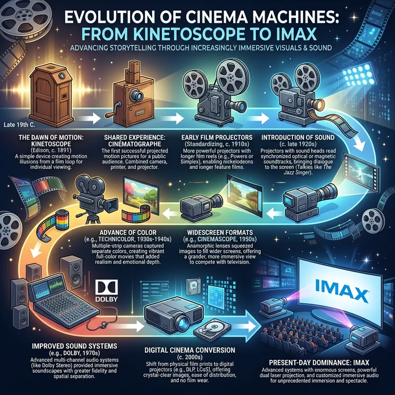 Evolution of Cinema Machines & Technology: From Kinetoscope to IMAX Evolution of Cinema Machines & Technology: From Kinetoscope to IMAX
