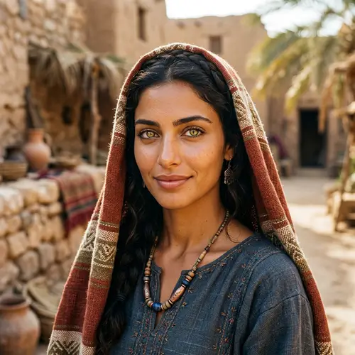 Beautiful Biblical Woman with Golden Green Eyes