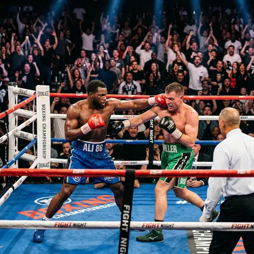 Intense Boxing Match: Black vs Caucasian Boxers