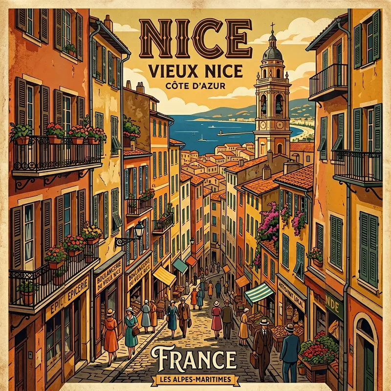 Charming Vintage Architecture of Nice, France